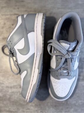 Nike Dunk Low Grey White Youth Size 5Y EUC Barely Worn